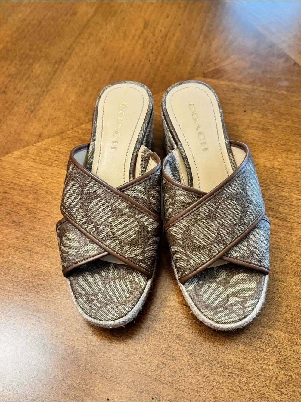 Coach Brown Signature Canvas Crisscross Espadrille Mules - Picture 4 of 4